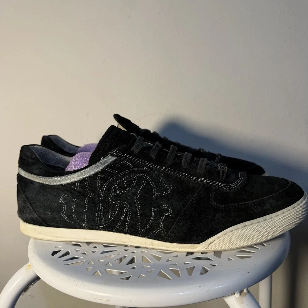 Roberto Cavalli Sneaker Black Leather Logo Men's 45